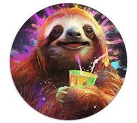 1000-teiliges Puzzle,farbenfrohes Kunst-Faultier,runde Puzzles 1000 Teile für Erwachsene zum Entspannen und Herausfordern,farbenfrohe Kunst zur Heimdekoration,ideales Geschenk für Freunde