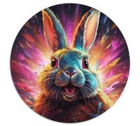 1000-teiliges Puzzle, farbenfrohes Kunst-Kaninchen, 1000-teiliges rundes Puzzle für Erwachsene, ideal für Teenager und Sammler, Reisegeschenk, Familienaktivität, 1000 Teile (67,5x67,5cm)