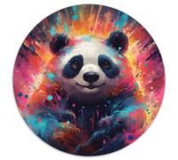 1000-teiliges Puzzle, farbenfrohes Panda-Kunst-Puzzle, rund, 1000 Teile für Erwachsene, perfekt für Familienspaß, Partyspiele, Geburtstagsparty-Geschenke, 1000 Stück (67,5x67,5cm)