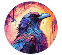 1000-teiliges Puzzle, Farbmalerei, Krähe, 1000-teiliges rundes Puzzle für Erwachsene, ideal für Teenager und Sammler, Reisegeschenk, Familienaktivität, 1000 Teile (67,5x67,5cm)