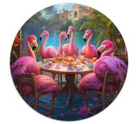 1000-teiliges Puzzle Flamingos spielen Poker, 1000-teiliges rundes Puzzle-Geschenk, perfekt für Teenager und Sammler, ideale Heimdekoration und Reisegeschenk, 1000 Teile (67,5x67,5cm)