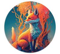1000-teiliges Puzzle Fuchs, rund, 1000-teiliges Puzzle, perfekte Dekoration für Zuhause oder das Büro, ideales Weihnachtsgeschenk, 1000 Teile (67,5x67,5cm)
