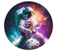 1000-teiliges Puzzle für Erwachsene, Astronaut spielt Gitarre, rundes 1000-teiliges Puzzle, perfekt für Familienspaß, Partyspiele, Gastgeschenke für Geburtstagsfeiern, 1000 Teile (67,5x67,5cm)