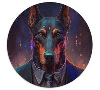 1000-teiliges Puzzle für Erwachsene, Boss Dobermann, runde Puzzles, perfektes Geschenk für Geburtstage, Feiertage und als Heimdekoration, 1000 Teile (67,5x67,5cm)