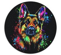 1000-teiliges Puzzle für Erwachsene, Deutscher Schäferhund, runde Puzzles 1000 Teile für Erwachsene, perfekt für Familienspaß, Partyspiele, Geburtstagspartygeschenke, 1000 Stück (67,5x67,5cm)