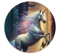 1000-teiliges Puzzle für Erwachsene, Einhorn, rundes 1000-teiliges Puzzle, perfekt für Familienspaß, Partyspiele, Gastgeschenke für Geburtstagsfeiern, 1000 Teile (67,5x67,5cm)