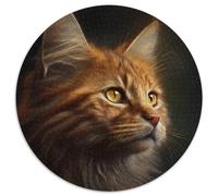 1000-teiliges Puzzle für Erwachsene, Fantasie-Katze, rund, perfektes Geschenk für Geburtstage, Feiertage und als Heimdekoration, 1000 Teile (67,5x67,5cm)