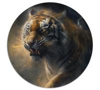 1000-teiliges Puzzle für Erwachsene, Fantasy-Tiger, rund, perfektes Geschenk für Geburtstage, Feiertage und als Heimdekoration, 1000 Teile (67,5x67,5cm)