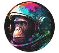 1000-teiliges Puzzle für Erwachsene, farbenfrohes Astronauten-Affe-Puzzle, rund, 1000 Teile für Erwachsene, perfekt für Familienspaß, Partyspiele, Geburtstagsparty-Geschenke, 1000 Stück (67,5x67,5cm)