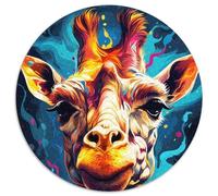 1000-teiliges Puzzle für Erwachsene, farbenfrohes Giraffengemälde, rundes 1000-teiliges Puzzle, perfekt für Familienspaß, Partyspiele, Gastgeschenke für Geburtstagsfeiern, 1000 Teile (67,5x67,5cm)