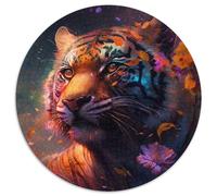1000-teiliges Puzzle für Erwachsene, farbenfrohes Kunst-Tiger-Puzzle, rund, aus Pappe, für Familienspaß, perfekt für Feiertage, interaktive Spieleabende, 1000 Teile (67,5x67,5cm)