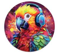 1000-teiliges Puzzle für Erwachsene, farbenfrohes Papagei-Kunst-Puzzle, rund, 1000 Teile für Erwachsene, perfekt für Familienspaß, Partyspiele, Geburtstagsparty-Geschenke, 1000 Stück (67,5x67,5cm)