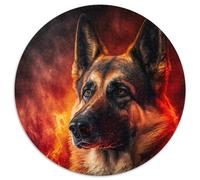 1000-teiliges Puzzle für Erwachsene, Feuer-Deutscher Schäferhund, runde Puzzles, perfektes Geschenk für Geburtstage, Feiertage und als Heimdekoration, 1000 Teile (67,5x67,5cm)