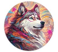 1000-teiliges Puzzle für Erwachsene, Husky, rundes 1000-teiliges Puzzle, perfekt für Familienspaß, Partyspiele, Gastgeschenke für Geburtstagsfeiern, 1000 Teile (67,5x67,5cm)