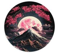 1000-teiliges Puzzle für Erwachsene, Kirschblüten, Berg Fuji, rundes 1000-teiliges Puzzle, perfekt für Familienspaß, Partyspiele, Gastgeschenke für Geburtstagsfeiern, 1000 Teile (67,5x67,5cm)
