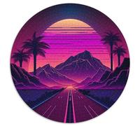 1000-teiliges Puzzle für Erwachsene, Neon-Retro-Straße, rundes Kartonpuzzle für Familienspaß, perfekt für Feiertage, interaktive Spieleabende, 1000 Teile (67,5x67,5cm)