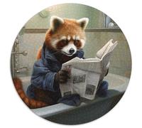 1000-teiliges Puzzle für Erwachsene, Roter Panda liest Zeitung, runde Puzzles, perfektes Geschenk für Geburtstage, Feiertage und als Heimdekoration, 1000 Teile (67,5x67,5cm)