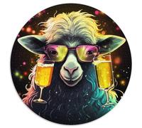 1000-teiliges Puzzle für Erwachsene, Schaf trinkt Bier, runde Puzzles, perfektes Geschenk für Geburtstage, Feiertage und als Heimdekoration, 1000 Teile (67,5x67,5cm)
