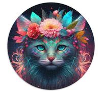 1000-teiliges Puzzle für Erwachsene, schöne Katze, rundes 1000-teiliges Puzzle, perfekt für Familienspaß, Partyspiele, Gastgeschenke für Geburtstagsfeiern, 1000 Teile (67,5x67,5cm)