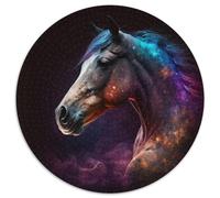 1000-teiliges Puzzle für Erwachsene, Tier- und Pferde-Puzzle, rund, aus Pappe, für Familienspaß, perfekt für Feiertage, interaktive Spieleabende, 1000 Teile (67,5x67,5cm)