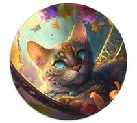 1000-teiliges Puzzle für Erwachsene, wunderschönes rundes Ozelot-Puzzle, perfektes Geschenk für Geburtstage, Feiertage und als Heimdekoration, 1000 Teile (67,5x67,5cm)