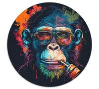 1000-teiliges Puzzle-Geschenk, Affen-Puzzle, rund, 1000 Teile, für Erwachsene, perfekt als Dekoration für Zuhause und Büro, Partys, Geburtstage und Feiertagsgeschenke, 1000 Stück (67,5x67,5cm)