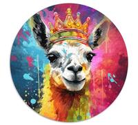 1000-teiliges Puzzle-Geschenk, Alpaka mit Krone, runde Puzzles 1000 Teile für Erwachsene, perfekt für Heim- und Bürodekoration, Partys, Geburtstage und Feiertagsgeschenke, 1000 Stück (67,5x67,5cm)