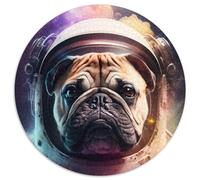 1000-teiliges Puzzle-Geschenk, Astronauten-Weltraum-Mops, rundes Puzzle 1000 Teile für Erwachsene zur Heimdekoration, ideales Weihnachts- und Neujahrsgeschenk für Teenager, 1000 Teile (67,5x67,5cm)