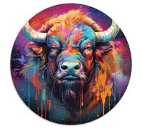 1000-teiliges Puzzle-Geschenk, Buffalo, runde Puzzles mit 1000 Teilen für Erwachsene, perfekt als Dekoration für Zuhause und Büro, Partys, Geburtstage und Feiertagsgeschenke, 1000 Stück (67,5x67,5cm)