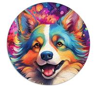 1000-teiliges Puzzle-Geschenk, buntes Gemälde, Corgi-Hund, rundes Puzzle, 1000 Teile für Erwachsene zur Heimdekoration, ideales Weihnachts- und Neujahrsgeschenk für Teenager, 1000 Teile (67,5x67,5cm)