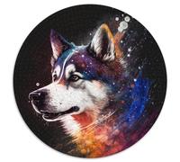 1000-teiliges Puzzle-Geschenk, Fantasy Husky, rundes Puzzle 1000 Teile für Erwachsene zur Heimdekoration, ideales Weihnachts- und Neujahrsgeschenk für Teenager, 1000 Teile (67,5x67,5cm)