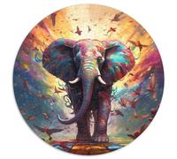 1000-teiliges Puzzle-Geschenk,farbenfrohes Elefanten-Kunst-Puzzle,rund,1000 Teile für Erwachsene,perfekt als Dekoration für Zuhause und Büro,Partys,Geburtstage und Feiertagsgeschenke,1000 Stück