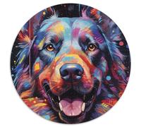 1000-teiliges Puzzle-Geschenk,farbenfrohes Kunst-Hunde-Puzzle,rund,1000 Teile für Erwachsene,perfekt als Dekoration für Zuhause und Büro,Partys,Geburtstage und Feiertagsgeschenke,1000 Stück