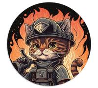 1000-teiliges Puzzle-Geschenk, Feuerwehrmann-Katzen-Puzzle für Erwachsene, farbenfrohe Heimdekoration und interaktives Familienspiel, ideales Geschenk, 1000 Teile (67,5x67,5cm)