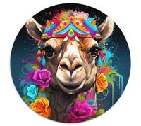 1000-teiliges Puzzle-Geschenk Kamel mit Blumen,rund,1000 Teile Puzzle für Erwachsene,perfekt als Dekoration für Zuhause und Büro,Partys,Geburtstage und Feiertagsgeschenke,1000 Teile (67,5x67,5cm)