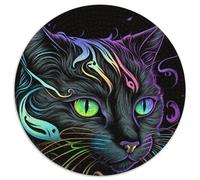 1000-teiliges Puzzle-Geschenk,schöne schwarze Katze,rund,Puzzle 1000 Teile für Erwachsene,perfekt als Dekoration für Zuhause und Büro,Partys,Geburtstage und Feiertagsgeschenke,1000 Stück (67,5x67,5cm)