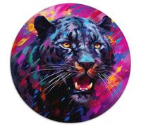 1000-teiliges Puzzle-Geschenk,schwarzer Leopard,rund,Puzzle 1000 Teile für Erwachsene,perfekt als Dekoration für Zuhause und Büro,Partys,Geburtstage und Feiertagsgeschenke,1000 Stück (67,5x67,5cm)
