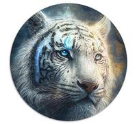 1000-teiliges Puzzle-Geschenk, weißer Tiger, rund, 1000 Teile, Puzzle für Erwachsene, perfekt als Dekoration für Zuhause und Büro, Partys, Geburtstage und Feiertagsgeschenke, 1000 Stück (67,5x67,5cm)