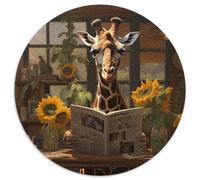 1000-teiliges Puzzle, Giraffe liest Zeitung, Papierpuzzle, Geschenk, DIY-Spaß, geeignet für die Dekoration von Zuhause, Wohnzimmer, Büro, 1000 Stück (67,5x67,5cm)