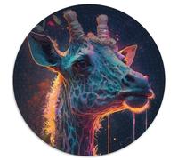 1000-teiliges Puzzle,Giraffenmalerei,rund,1000 Teile,Puzzle für Erwachsene,zum Entspannen und Herausfordern,farbenfrohe Kunst zur Heimdekoration,ideales Geschenk für Freunde,1000 Teile (67,5x67,5cm)