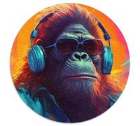 1000-teiliges Puzzle Gorilla Hop, rundes Puzzle mit 1000 Teilen, perfekte Dekoration für Zuhause oder das Büro, ideales Weihnachtsgeschenk, 1000 Teile (67,5x67,5cm)