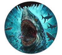 1000-teiliges Puzzle Hai,farbenfrohes,rundes Puzzle mit 1000 Teilen für Erwachsene zum Entspannen und Herausfordern,farbenfrohe Kunst zur Heimdekoration,ideales Geschenk für Freunde,(67,5x67,5cm)