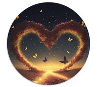 1000-teiliges Puzzle Herz am Strand, 1000-teiliges rundes Puzzle für Erwachsene, Denksportaufgabe, Spiel für Erwachsene, interaktive Familienaktivität, 1000 Teile (67,5x67,5cm)