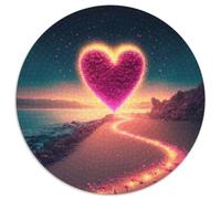 1000-teiliges Puzzle Herz am Strand,runde Puzzles mit 1000 Teilen für Erwachsene zum Entspannen und Herausfordern,farbenfrohe Kunst zur Heimdekoration,ideales Geschenk für Freunde,(67,5x67,5cm)