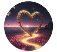 1000-teiliges Puzzle Herz am Strand, rundes 1000-teiliges Puzzle, anspruchsvolles Denkspiel für Teenager, Spaß für den Spieleabend mit der Familie, 1000 Teile (67,5x67,5cm)