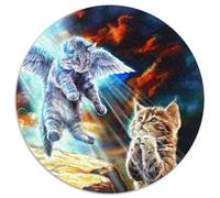 1000-teiliges Puzzle Jesus-Katze betet, 1000-teiliges rundes Puzzle für Erwachsene, ideal für Teenager und Sammler, Reisegeschenk, Familienaktivität, 1000 Teile (67,5x67,5cm)
