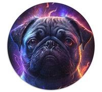 1000-teiliges Puzzle Lightning Pug,runde Puzzles 1000 Teile für Erwachsene zum Entspannen und Herausfordern,farbenfrohe Kunst zur Heimdekoration,ideales Geschenk für Freunde,1000 Teile (67,5x67,5cm)
