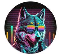 1000-teiliges Puzzle, Neon Husky, 1000-teiliges rundes Puzzle für Erwachsene, Denksportaufgabe, Spiel für Erwachsene, interaktive Familienaktivität, 1000 Teile (67,5x67,5cm)