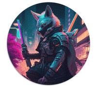 1000-teiliges Puzzle Neon Warrior, rund, 1000 Teile für Erwachsene, zum Entspannen und Herausfordern, farbenfrohe Kunst zur Heimdekoration, ideales Geschenk für Freunde, 1000 Teile (67,5x67,5cm)