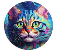 1000-teiliges Puzzle Psychedelic Art Cat, rundes 1000-teiliges Puzzle, anspruchsvolles Denkspiel für Teenager, Spaß für den Spieleabend mit der Familie, 1000 Teile (67,5x67,5cm)